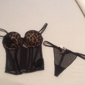 Victoria’s Secret Black Leopard Corset & G-String